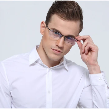 Титанов Очила В Рамки Мъжки Свръхлеки Квадратни Очила За Късогледство Рецепта Мъжки Метални Очила С Пълна Оптични Рамки S8803