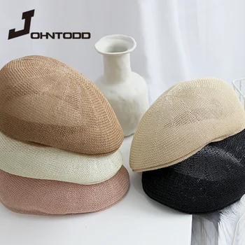 Унисекс мъжки и дамски пролетно-летни шапки вестникарче, осмоъгълен шапка, мъжки детективски шапки, ретро шапки с плосък покрив, куха шапка