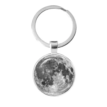Фаза на Луната Шаблон Ключодържател 25 мм Стъкло Кабошон Новолуние Лунно Затъмнение Ключодържатели Бижута, за Любителите на Астрономията Подарък