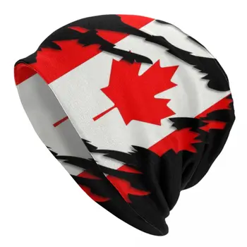 Флаг На Канада Skullies Шапки, Шапки Модерен Зимни Топли За Мъже За Жени Вязаная Шапка За Възрастни Унисекс Канадски Горд Качулка Шапки