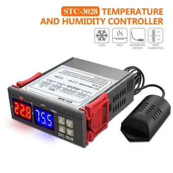 Цифров Термостат Гигростат Температурата Регулатор на Влажност AC 110-220 В DC12V Регулатор Отопление Охлаждане Управление на STC-3028
