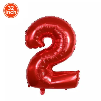 Червен Голям Балон с Цифрите 32 Инча 1 2 3 4 5 6 7 8 9 Състезател Топка За рождения си Ден Цифра моминско парти балони Фигурка Голоб Балон