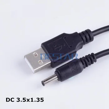Черно Включете захранване dc USB Адаптер Преобразува в постоянен ток 3.5*1.35 / 3.5*1.35 мм 3,5 мм x 1,35 мм Жак 3,5 мм / 1,35 мм захранващ Кабел за зареждане 1 м 3 метра