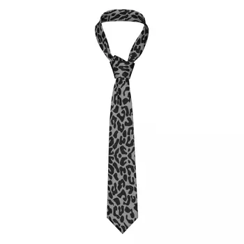 Черно Леопардовый Вратовръзка За Мъжете И Жените, Тънък Полиестер Ширина 8 см, Вратовръзка с изображение на Леопард, за Ежедневието, Gravatas, Офис