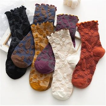 Чорапи в стил ретро, Дамски Чорапи С Цветя, Удобни, високо качество, Модерен, Стилен, Дамски, памучни, Всекидневни, Harajuku, Аксесоари