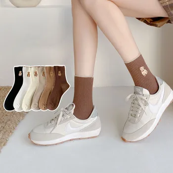 Чорапи дамски 10 чифта есенни и зимни чорапи с мечка ins tide Корейската версия на трендови обикновена чорапи с дрямка японски чорапи със средна дължина