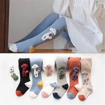 Чорапи за момичета с 3D елен, есенно-пролетни чорапогащи за деца, Памучни чорапогащи за малки момичета, на Коледно Облекло за Новородени, Зима, от 1 до 8 години