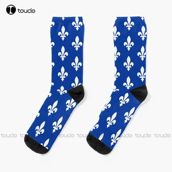 Чорапи с Флага на Канадската Провинция Квебек, Мъжки Бели Чорапи, Персонални Потребителски Унисекс Чорапи За Възрастни, Юноши и Младежи, Дигитален Печат 360 °