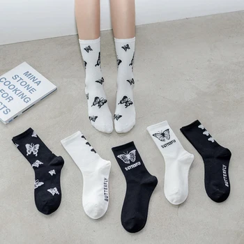 Чорапи с пеперуди, дамски чорапи със средна дължина, есенно-зимните модни и популярни чорапи със средна дължина, универсален чорапи, Куп чорапи