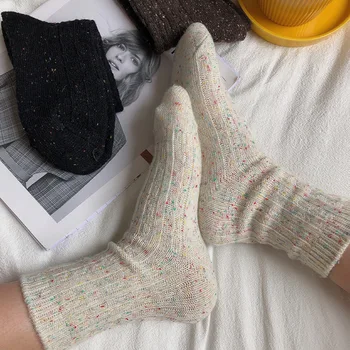 Японски Корейски Модни Високи Чорапи За Момичета В Гимназията, Обикновена Бели Чорапи Цвят Каки, Бежово Свободни Чорапи, Памучни Възли Дамски Дълги Чорапи