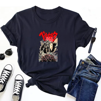 Японското Аниме Berserk Черва Забавна Тениска дамски Мъжки Viking Манга Графична Реколта тениска лятна Градинска памучен Тениска