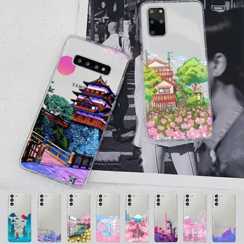 Японското аниме Ръчно Рисувани Къщи природа на Калъф за мобилен Телефон Samsung A51 A52 A71 A12 за Redmi 7 9 9A за Huawei Honor8X 10i Калъф
