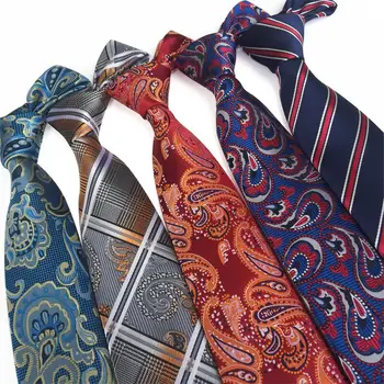 горещ вратовръзка пейсли за мъже, 100% копринени вратовръзки, дизайнерски модни мъжки вратовръзки, 8 см, тъмно-синьо и червено раираната вратовръзка, сватба