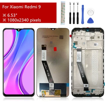 за Xiaomi Redmi 9 LCD дисплей С Сензорен екран Дигитайзер В Събирането на Рамка за redmi 9 резервни Части, дисплей 6,53 