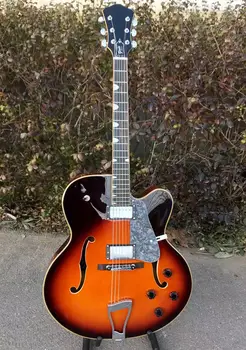 нова дебела свободностоящ джаз китара archtop с пламък от клен дърво best sunburst custom дебела свободностоящ полуполая китара