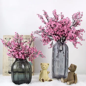 розова разцвет череша пластмасов клонка изкуствени копринени цветя сакура за сватбена украса на дома магазина бели фалшиви цветя САМ dec