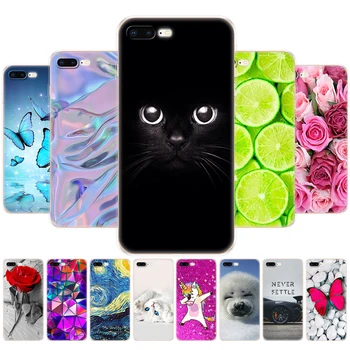 силиконов Калъф За iPhone 7 8 мек Калъф за Носене от TPU Калъф За Apple iPhone 7 8 plus Чанта Funda на корпуса etui броня paiting Cat цвете