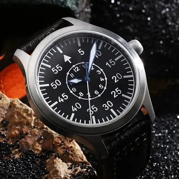 【Време на спускане】 Пилотните часовник с кварцов механизъм VH31 с черен циферблат Type-B или Type-A и 42 мм водоустойчив корпус 100 м