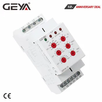 GEYA GRV8-10 НОВО 3-фазное реле за Контрол на напрежение, с ширина 36 мм с течение на времето 0,1 нулиране на с-10 с Реле напрежение