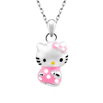 Hello Kitty S925 Колие От Сребро Малко Момиченце Принцеса Сърцето на Ключицата Верига Подарък за Ден за Защита на Децата