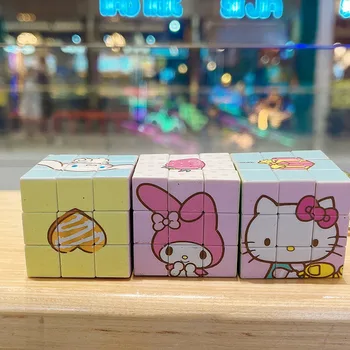 Kawaii Кубче на Рубик Ключодържател Sanrio Аниме Hello Kitty Сладък Ktcat Моята Мелодия Девчачье Сърцето Карикатура Чанта Окачване Играчка за Момичета