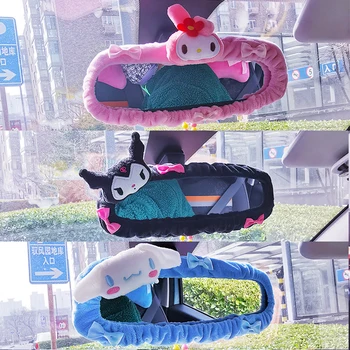 Sanriod Аниме Мелодия Cinnamoroll Kuromi Автомобилно Огледало За Обратно Виждане Делото Kawaii Меко Плюшевое Украса На Задна Скорост Автоаксесоари Подарък