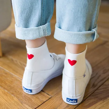 Дамски чорапи, 1 чифт Дълги Памучни Чорапи за момичета, Цветни Новост, Дамска Мода, Красиви дамски Чорапи до Глезените в Корейски стил, Дишащи, Сладки