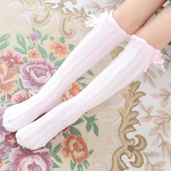Нов обрат мрежести дамски чорапи, средно висок, с нос над коляното, бебешки дълги чорапи