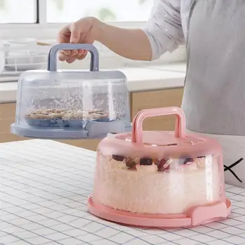 Преносим Кутия За Съхранение На Тортата Гама Цветове Син Зелен Розов Кръг Храна На Рождения Ден На Плодове Десерт Съда За Печене На Притежателя На Нов Калъф
